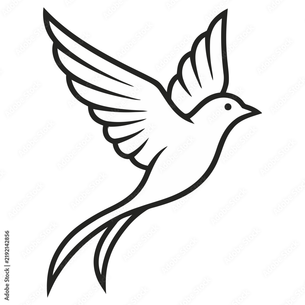 Fototapeta premium Minimalist line art of a bird in flight