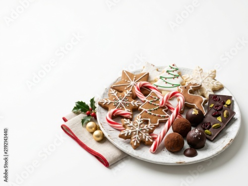 A Plate of Delicious Christmas Desserts and Candies