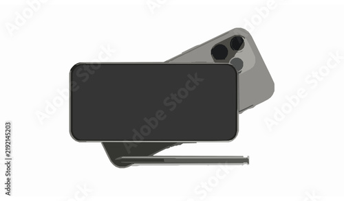 Premium Smartphone Blank Screen Mockup with Rear View and Stylus Vector Set