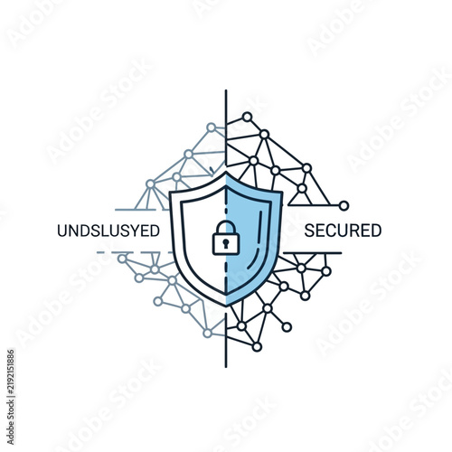 Digital Shield Icon with Network Security Theme.