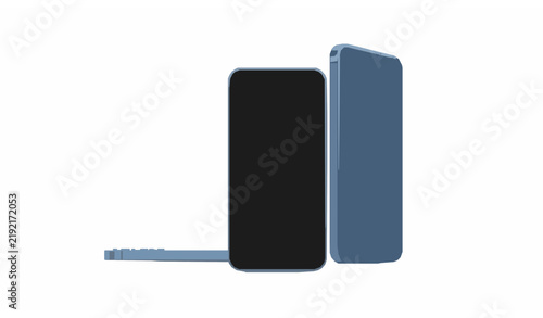 Blue Premium Smartphone Front Rear and Side View Advertising Mockup