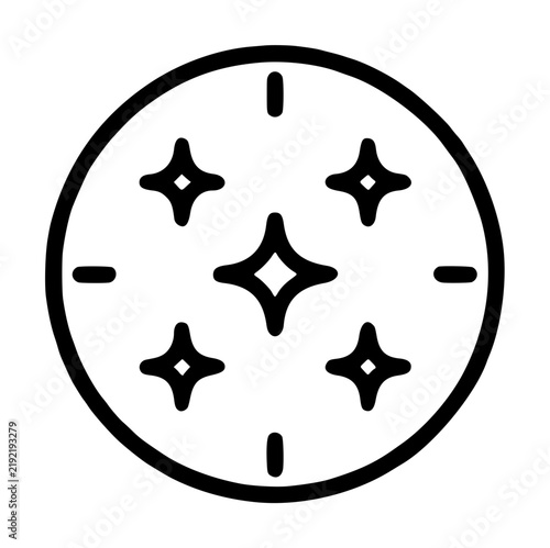 Bild auf Leinwand Circular astronomical reticle chart enclosing five four point sparkling stars al