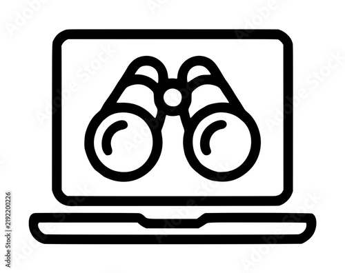 Фотография Open personal computer screen showing a pair of optical field binoculars with ci