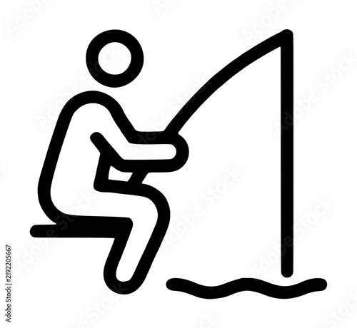 Принти на полотні Angler person pictogram seated comfortably while holding a curved fishing rod wi