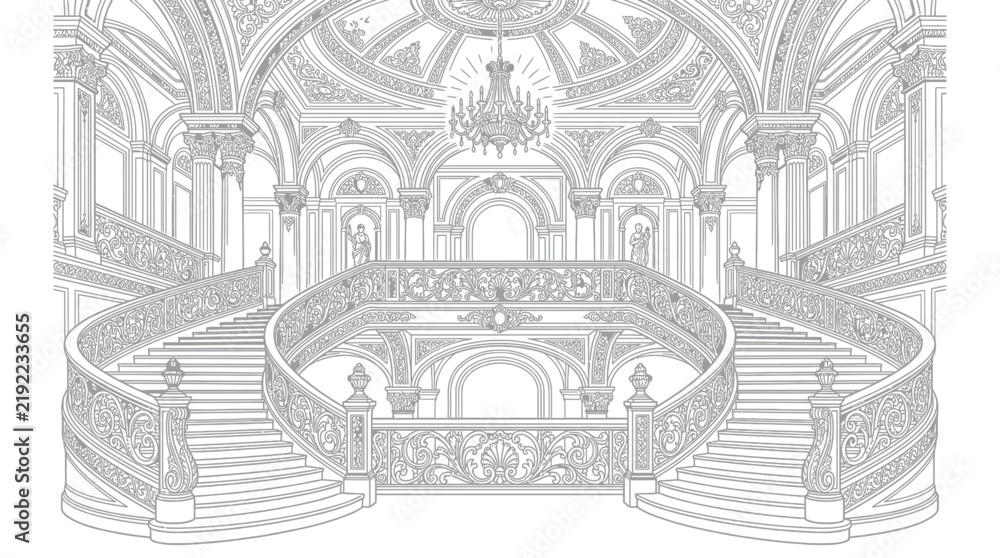 Obraz premium Ornate Grand Staircase Interior Design
