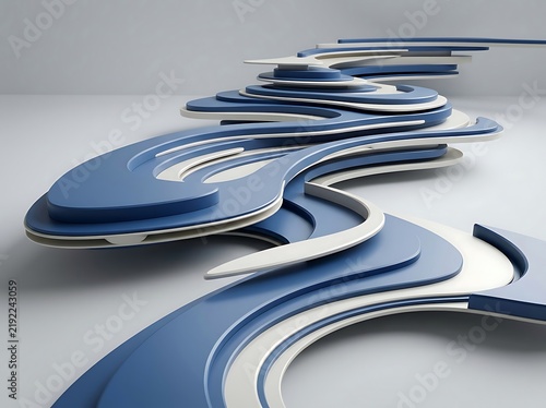 Abstract geometric shapes forming a futuristic wave design illustration