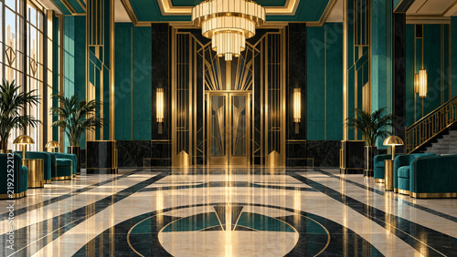 Art Deco Lobby Teal Detail - Art