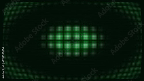 Deterministic Motion Graphics loop of a full screen futuristic neon green dot matrix terminal shader without geometric wireframe rendered in 4K resolution.