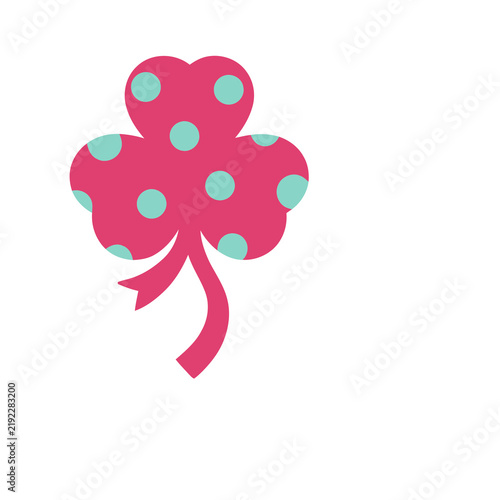 Принти на полотні Pink and teal polka dot shamrock with ribbon