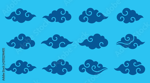blue chinese cloud motif design
