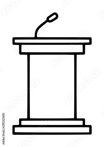 Foto Hand-traced minimalist black and white vector icon of a lecture podium with atta