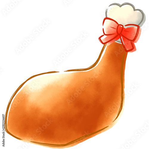 Naklejka クリスマス フライドチキンのおしゃれな版ズレ水彩風イラスト