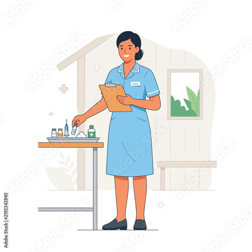 Female Nurse Preparing Injection, Medical Treatment, Healthcare Concept