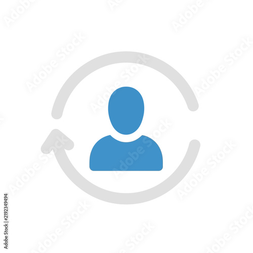Minimalist User Profile Update Icon with Refresh Arrow for Account Management and Syncing