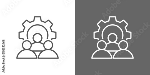 teamwork icon set in black and white line style