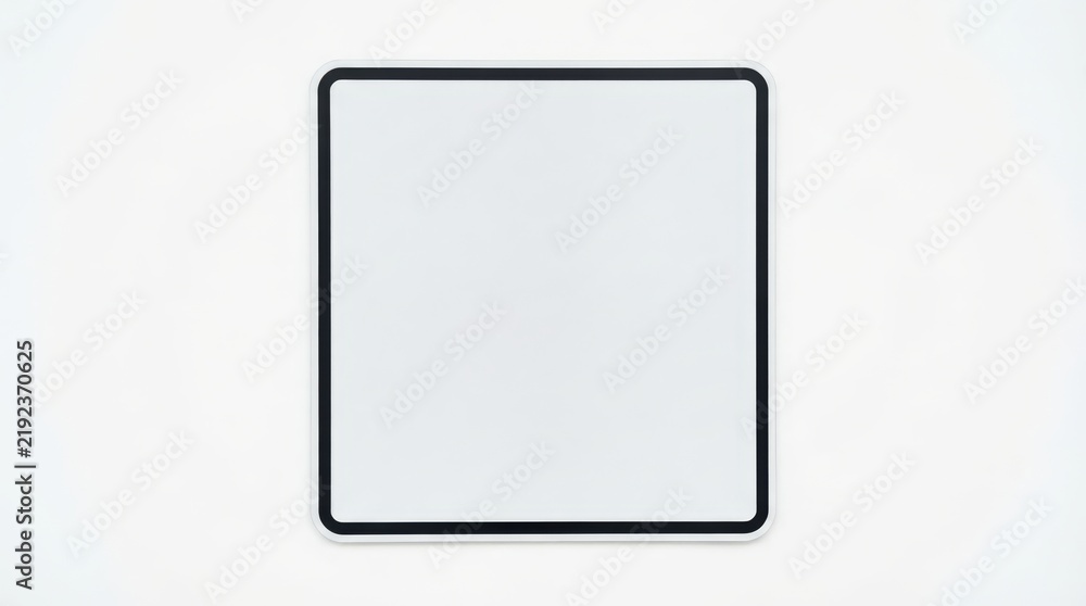 Fototapeta premium Blank square road sign with black border isolated on white background