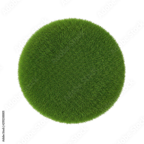 Round circle shape made of fresh green grass texture isolated on transparent background