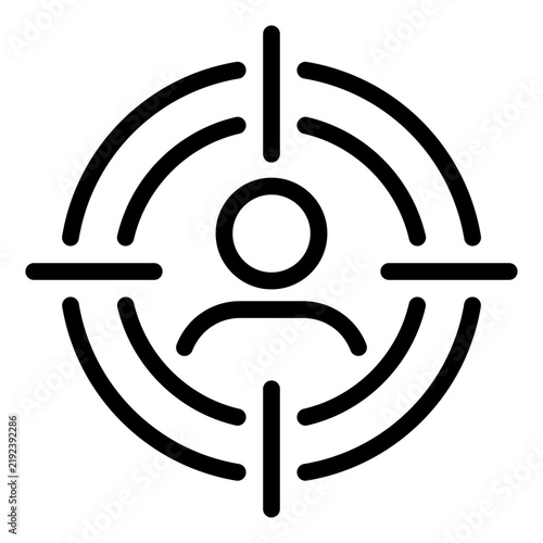 Target bullseye with person depicting precise customer targeting and audience persona strategy for Digital advertising icon line style