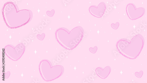 Pink Love Heart And Sparkling Star Motif Ornament On A Pink Background