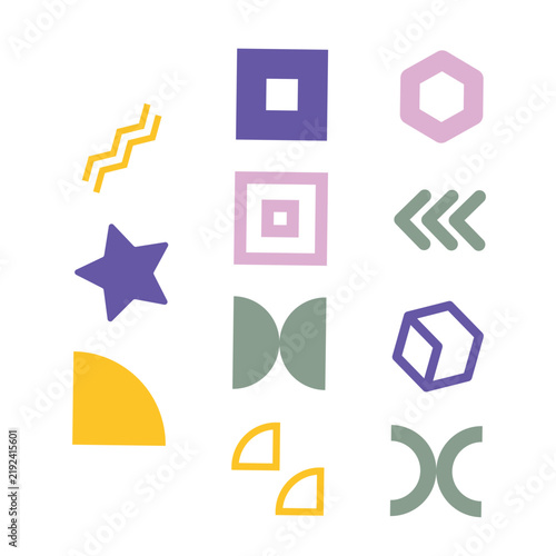 Geometric shapes vector art collection on white background.