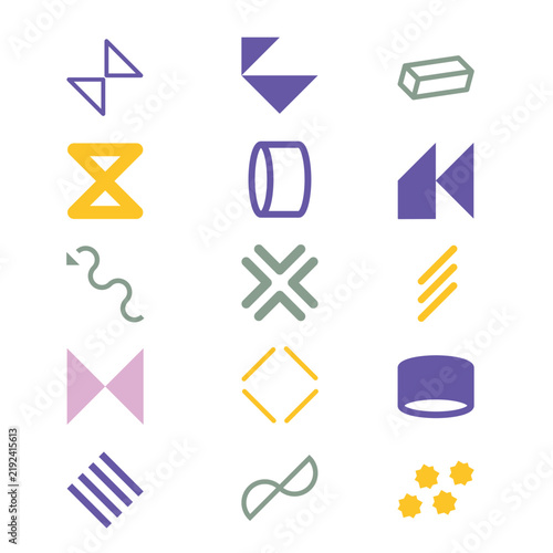 Geometric shapes vector art collection on white background.