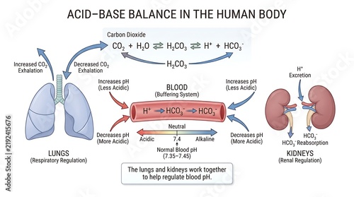 Acid base balance in the human body medical diagram isolated on transparent background