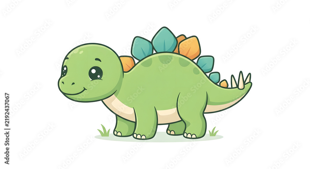 Obraz premium STEGO SAURUS DINOSAUR CUTE DINOSAUR CARTOON DINOSAUR