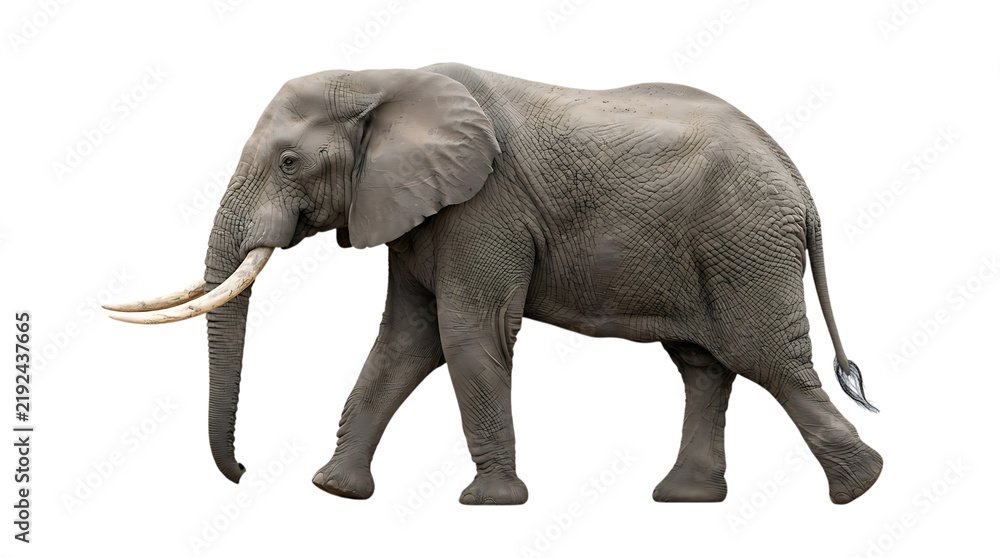 Fototapeta premium African Elephant Walking Isolated on Transparent background