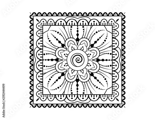 Hand drawn Indian flower henna pattern, delicate mehndi ornament for tattoo and body art