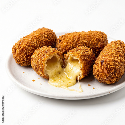 Crispy Cheese Croquettes Isolated on White Background