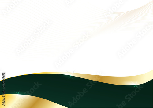 abstract emerald and gold wave on white background for modern corporate background design