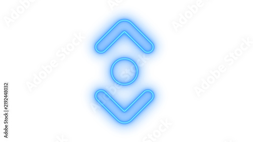 Glowing neon up and down scroll arrow icon isolated on transparent background. Navigation interface. Sorting button. Resize indicator. Elevator control.