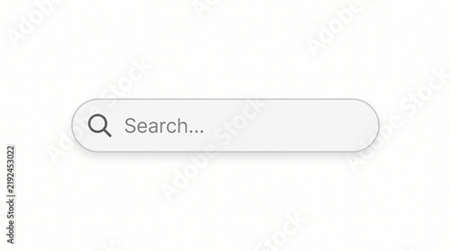 Search bar interface element. Minimalist web design component with magnifying glass icon
