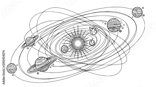 Canvastavla Solar System Illustration: Sun, Planets, Orbits, Astronomy, Space, Science