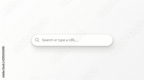 Search bar UI element with magnifying glass icon. Minimalist web browser interface design