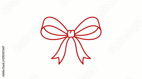 Red ribbon bow outline icon. Minimalist vector graphic symbol for holiday and gift projects