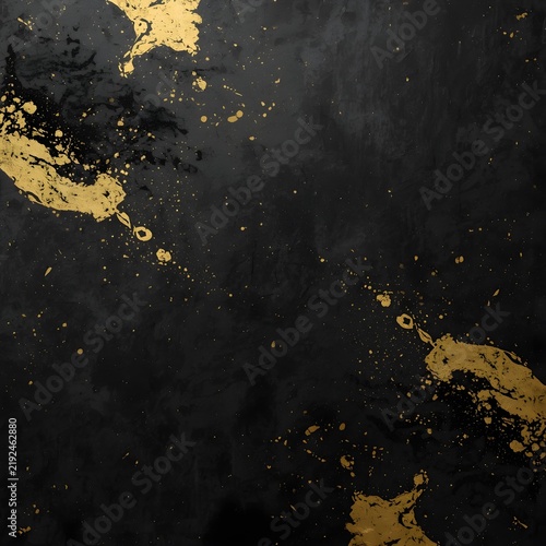Black Gold Grunge Background With Metallic Paint Splashes Distressed Texture Dramatic Luxury Design