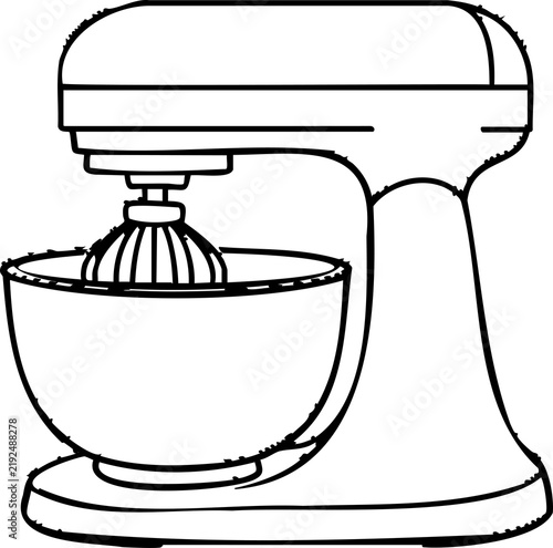 : Stand Mixer Kitchen Appliance Outline Vector Illustration
