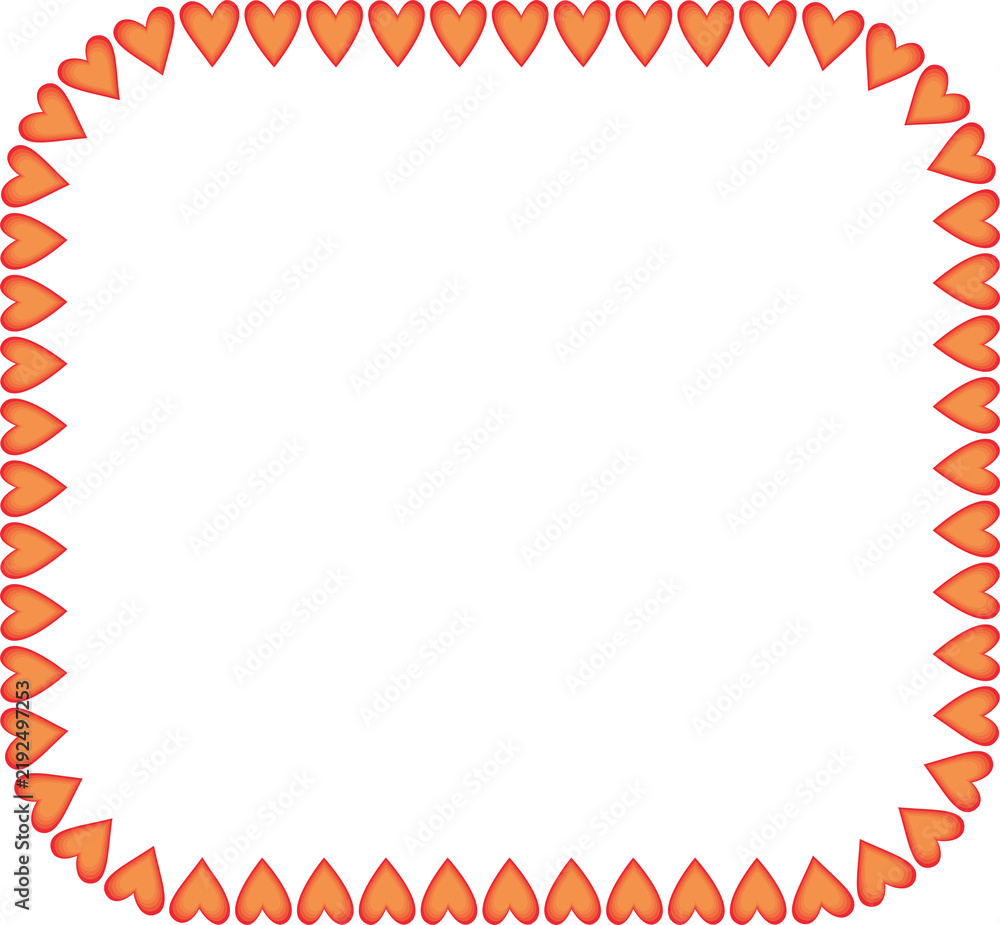 Obraz premium Orange Heart Border Frame Illustration