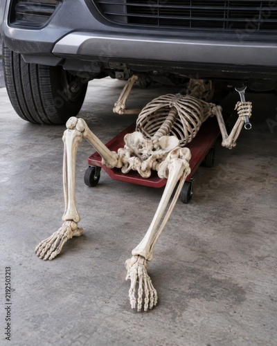 Skeleton Under Car