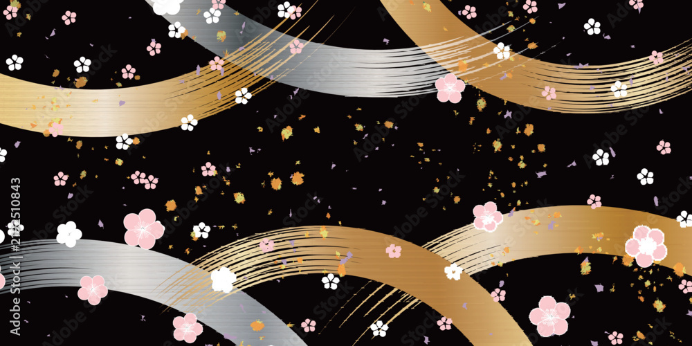Naklejka premium 桜の花が舞う和風の優雅な背景