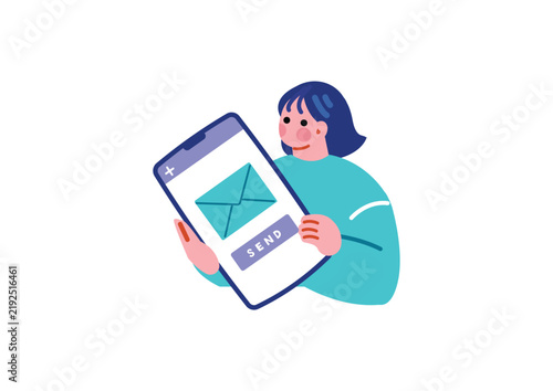 スマホを操作する女性のイラスト