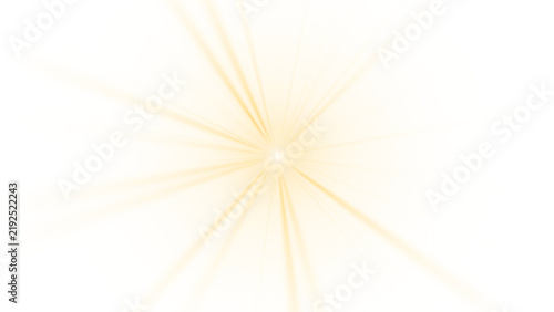 Bild auf Leinwand Isolated bright golden light flare with radiating beams for graphic design overl