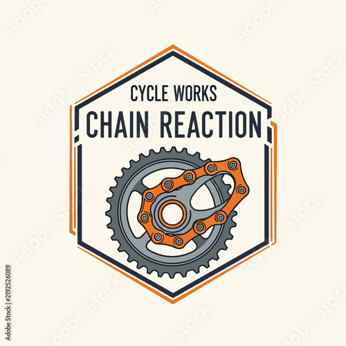 Bicycle Gear Sprocket Chain Reaction Logo Design.
