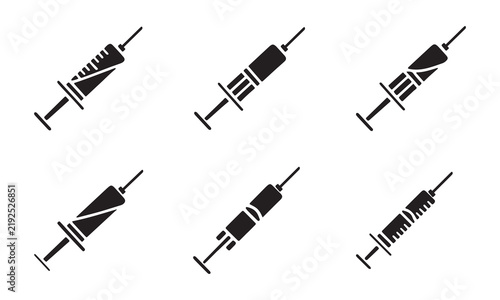 Syringe Solid Vector Design Medical Injection Icon Pack