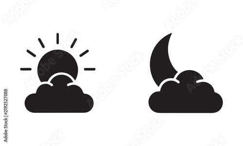 Weather Solid Icon Pack Day Night Sun Moon Cloud Vector