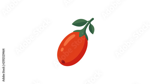 Fresh Organic Goji Berry with Green Leaves Isolated