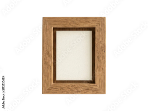 Foto Minimalist wooden picture frame with white inner mat board isolated on transpare