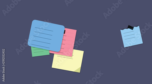 Colorful sticky notes floating in dark space