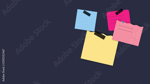 Colorful sticky notes floating in dark space